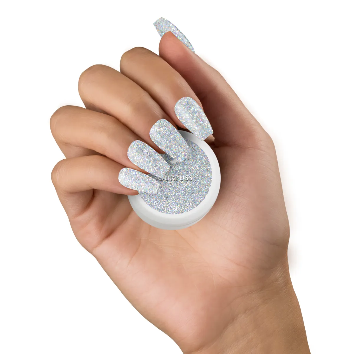Light Elegance Sourpuss glittergel 10 ml sølv iridescent