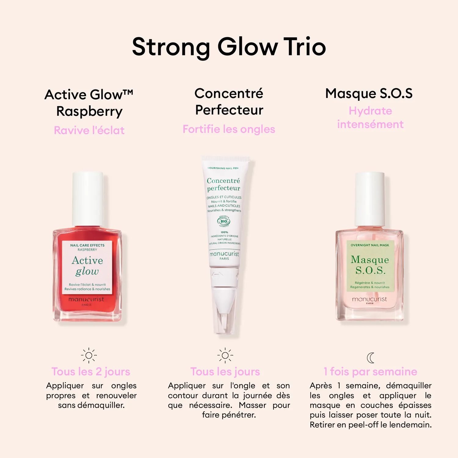 Manucurist Strong Glow Trio neglepleiesett 3 deler