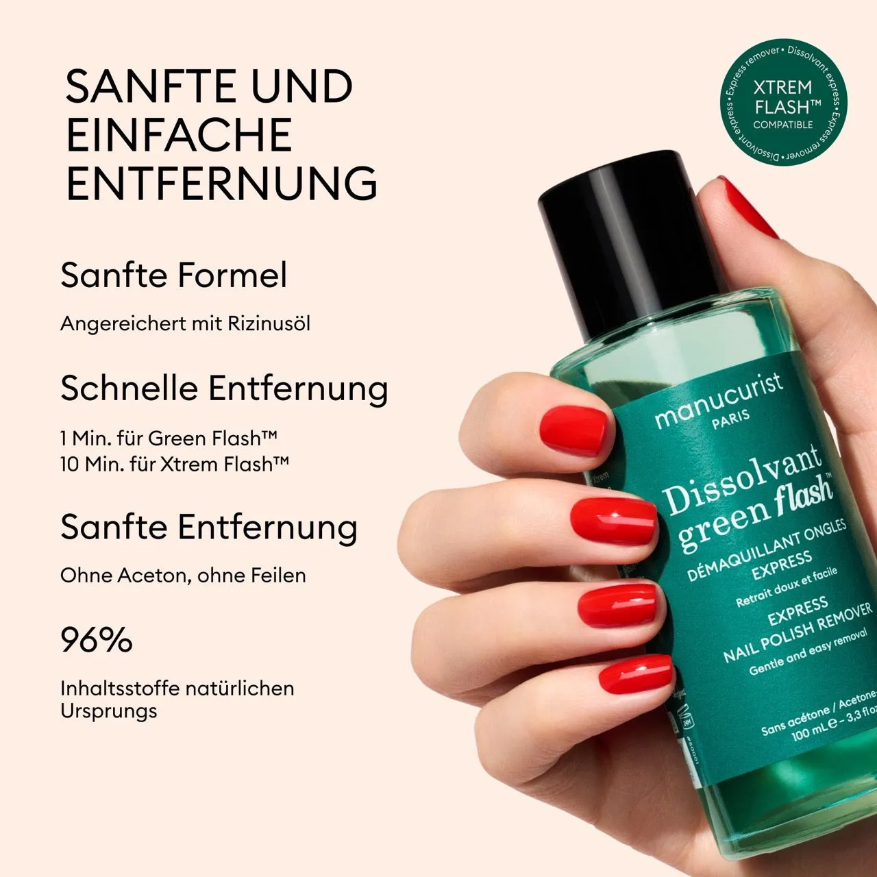 Manucurist Green Flash neglelakkfjerner 100 ml acetonfri