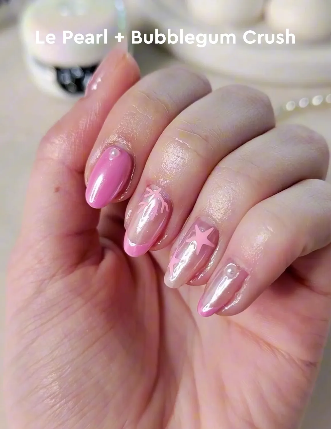 Le Mini Macaron Le Pearl neglepulver sett hvit perlemor