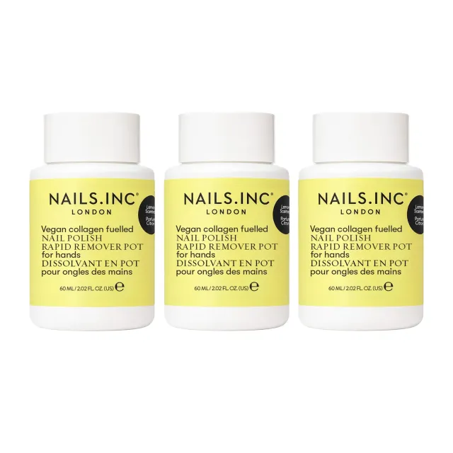 Nails Inc London sitron neglelakkfjerner pot 3-pk skånsom