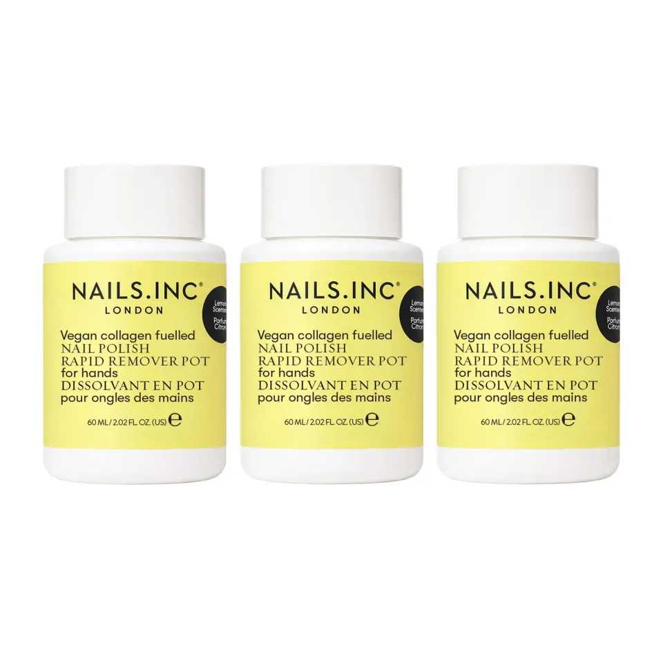 Nails Inc London sitron neglelakkfjerner pot 3-pk skånsom