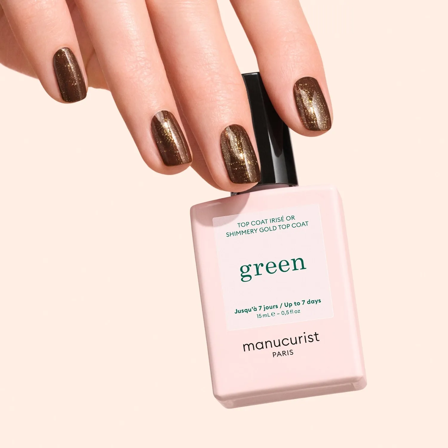 Manucurist Green Glitter Top Coat neglelakk gullglitter
