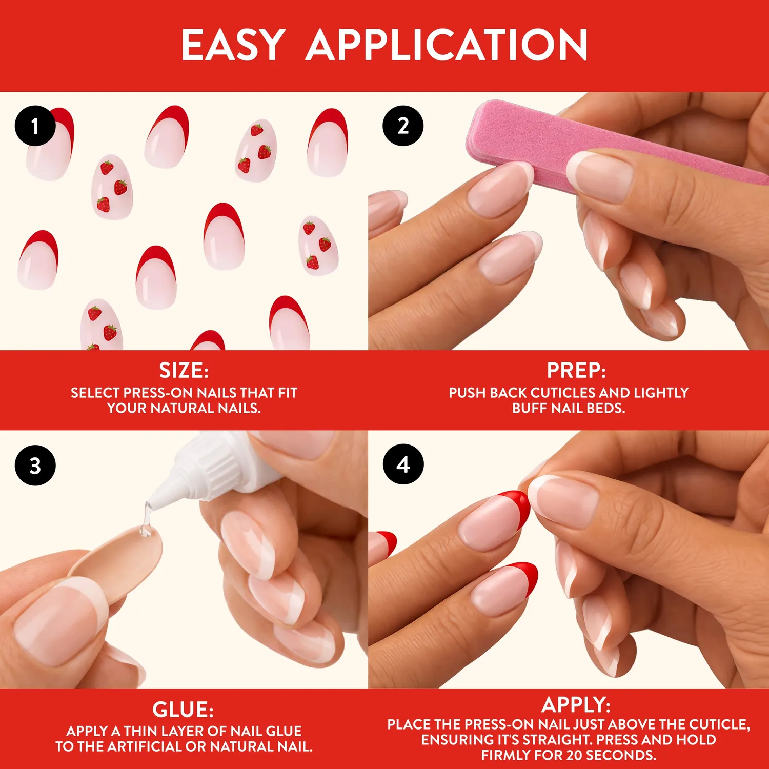 Nails Inc Strawberry Picked French Tip løsnegler