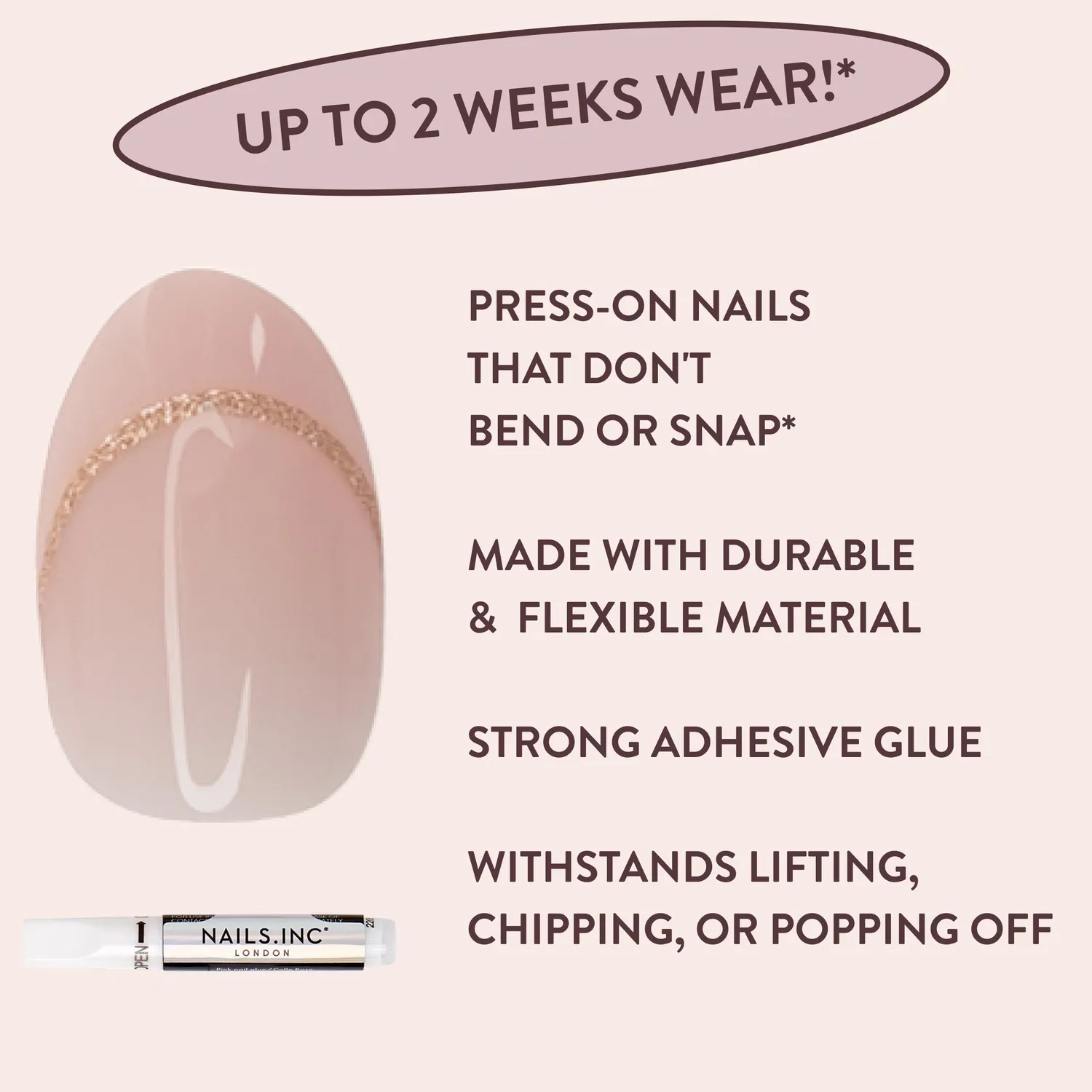 Nails Inc London Sabrina Gold French press-on negler