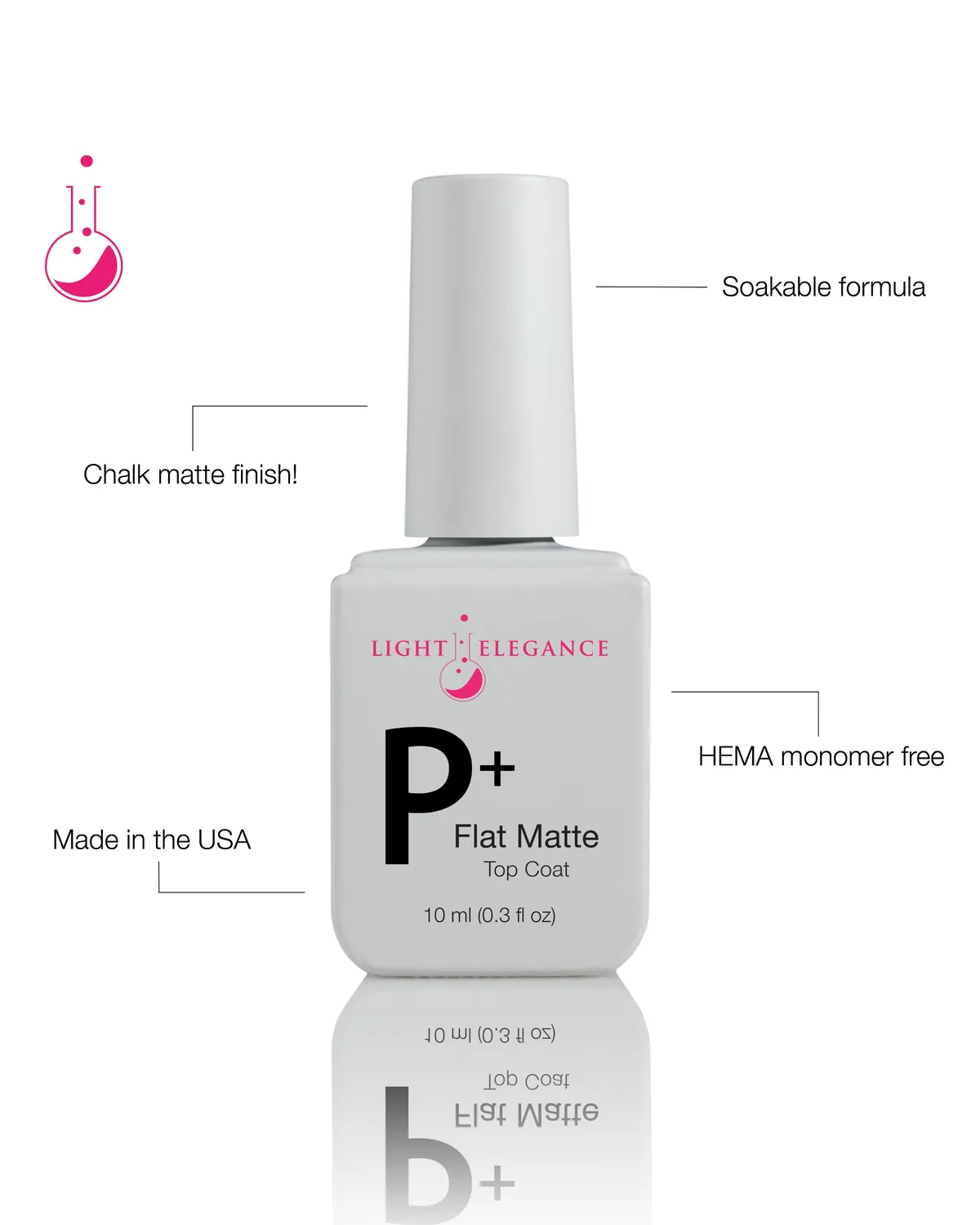 Light Elegance P+ Flat Matte top coat 10 ml matt finish