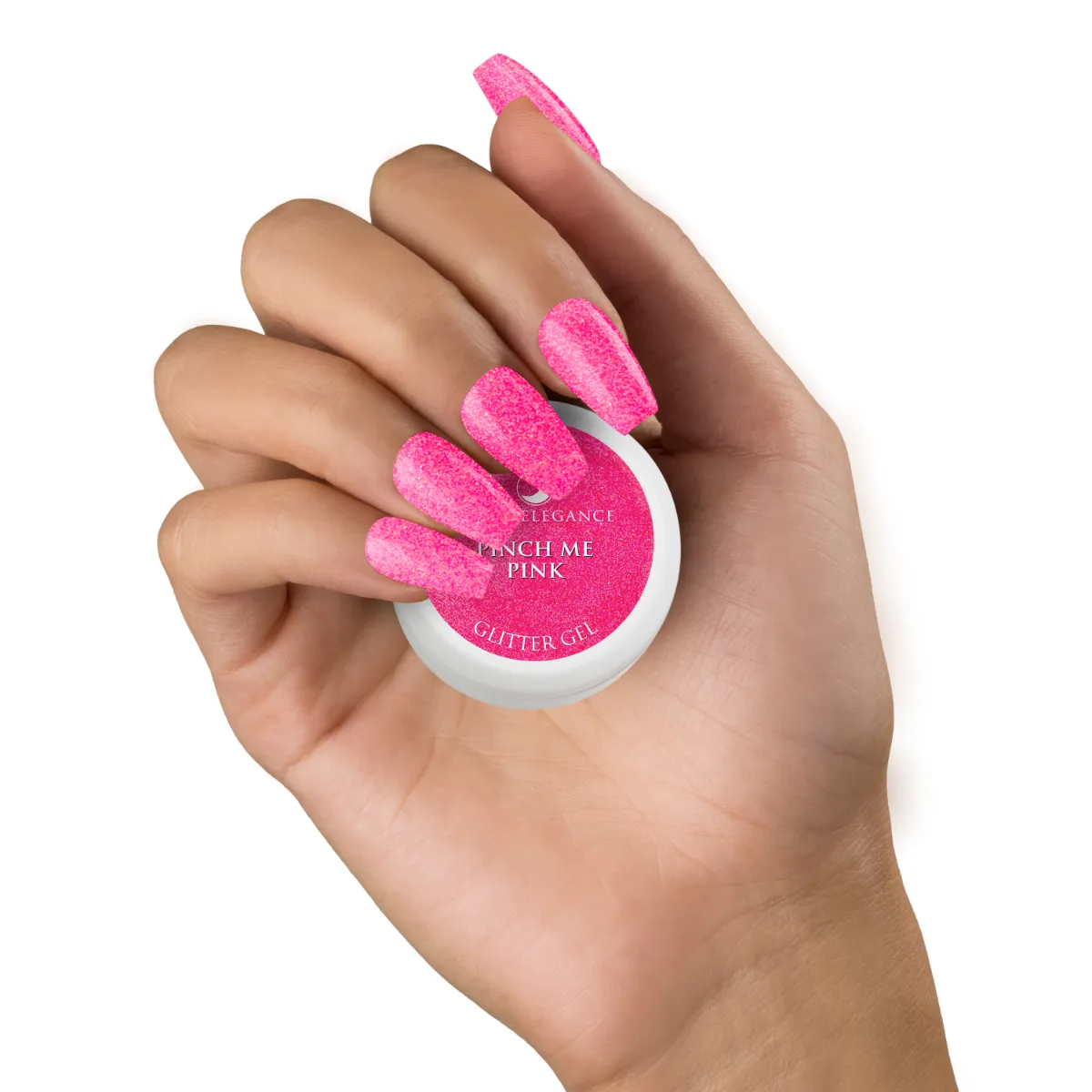 Light Elegance Pinch Me Pink glittergel 10 ml varm rosa glitter
