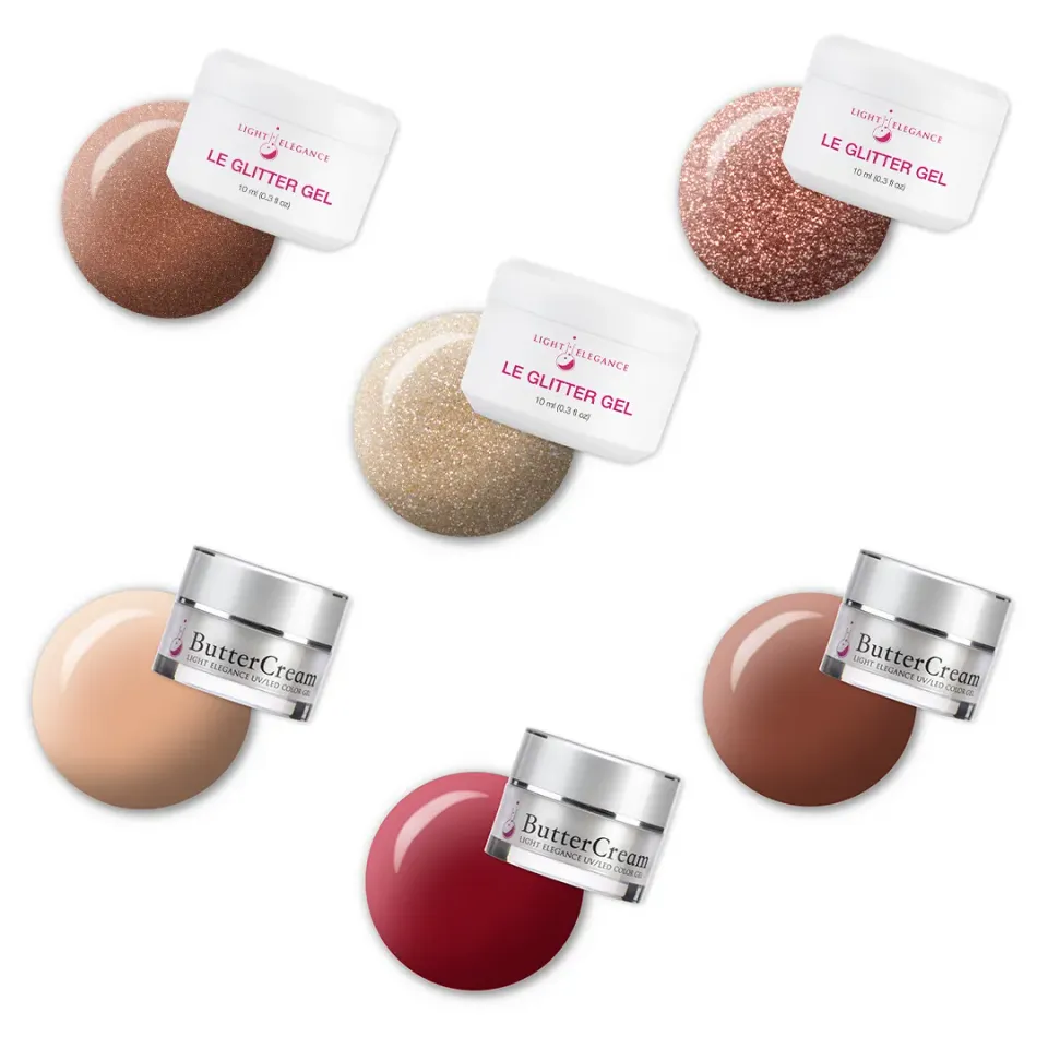 Light Elegance Fall Hard Gel Bundle gelelakk 6-pakning glitter