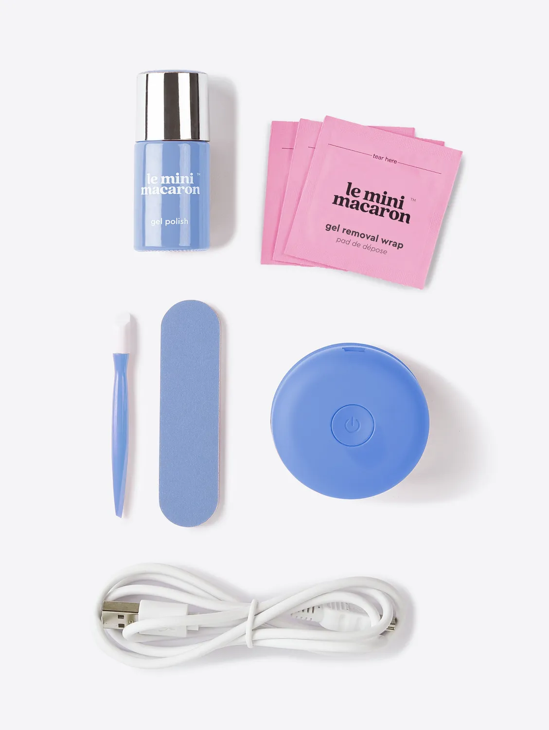 Le Mini Macaron Gel Manikyr Kit Fleur Bleue gellakksett