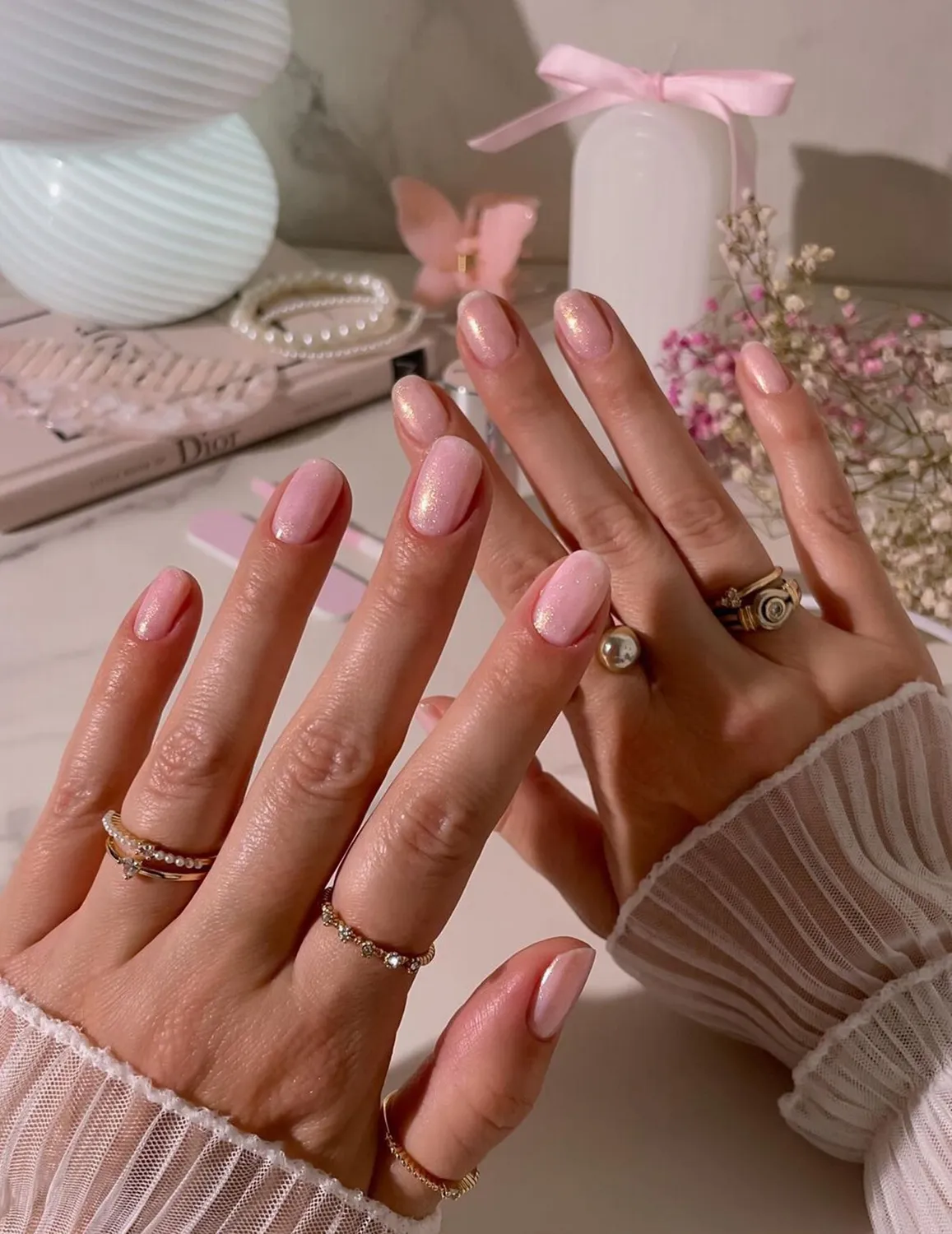 Le Mini Macaron Pink Quartz gellakk 8,5 ml – rosa glitter
