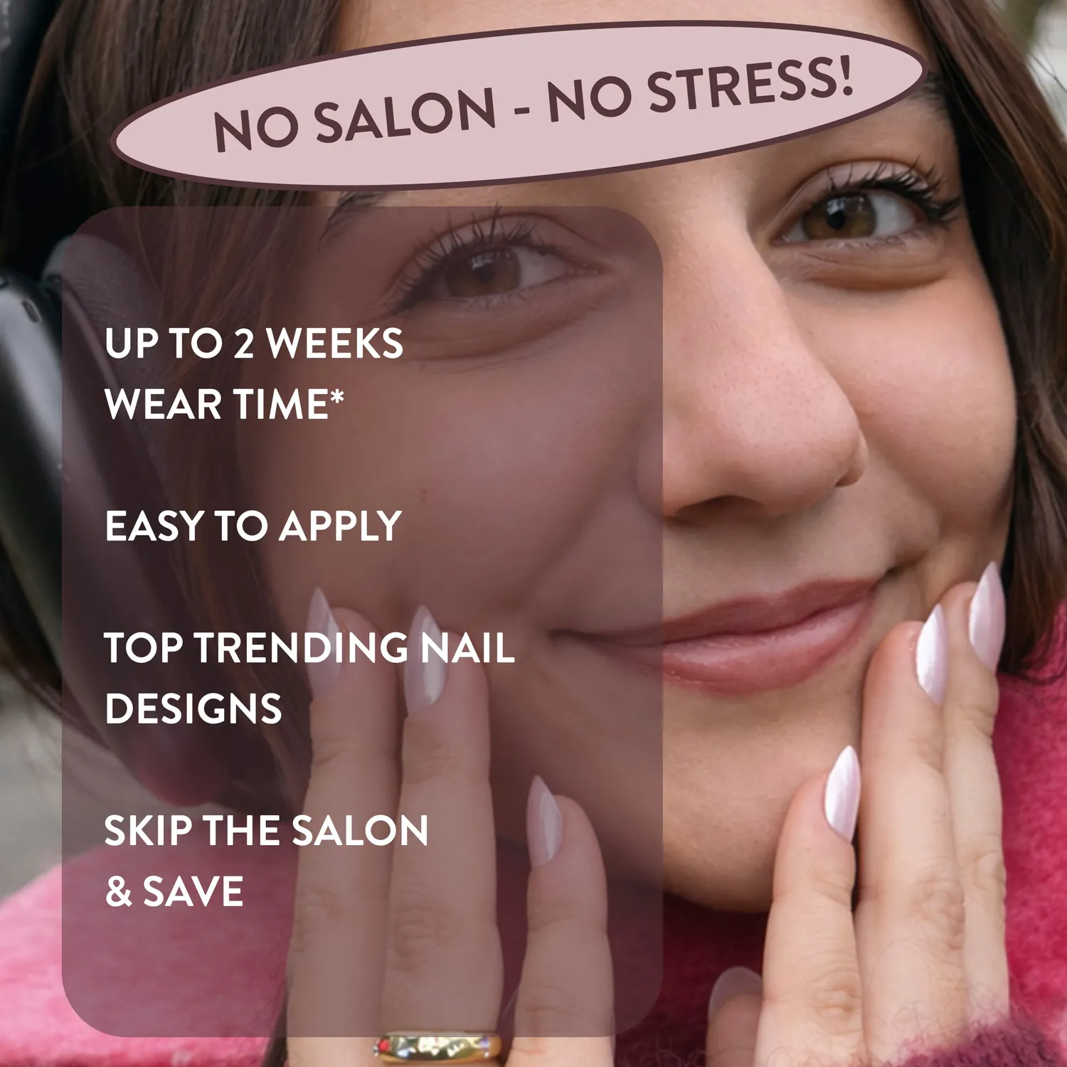Nails Inc London Just Like Hailey press-on negler chrome rosa