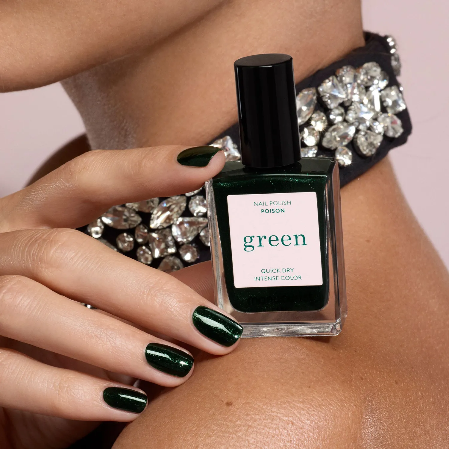 Manucurist Green Poison neglelakk glitter grønn furuglans