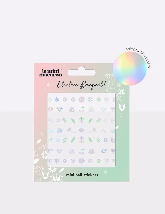 Le Mini Macaron Electric Bouquet negleklistremerker holografiske blomster
