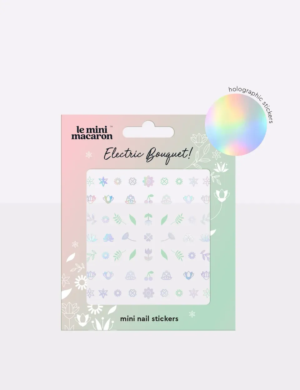 Le Mini Macaron Electric Bouquet negleklistremerker holografiske blomster