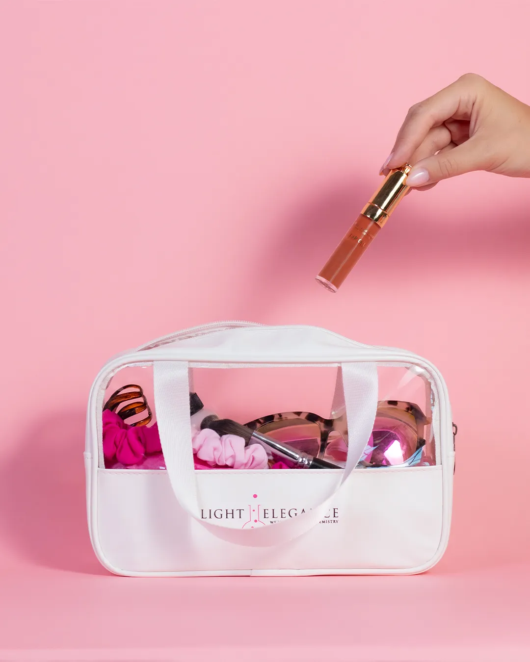 Light Elegance Cosmetic Bag sminkeveske med logo og vindu