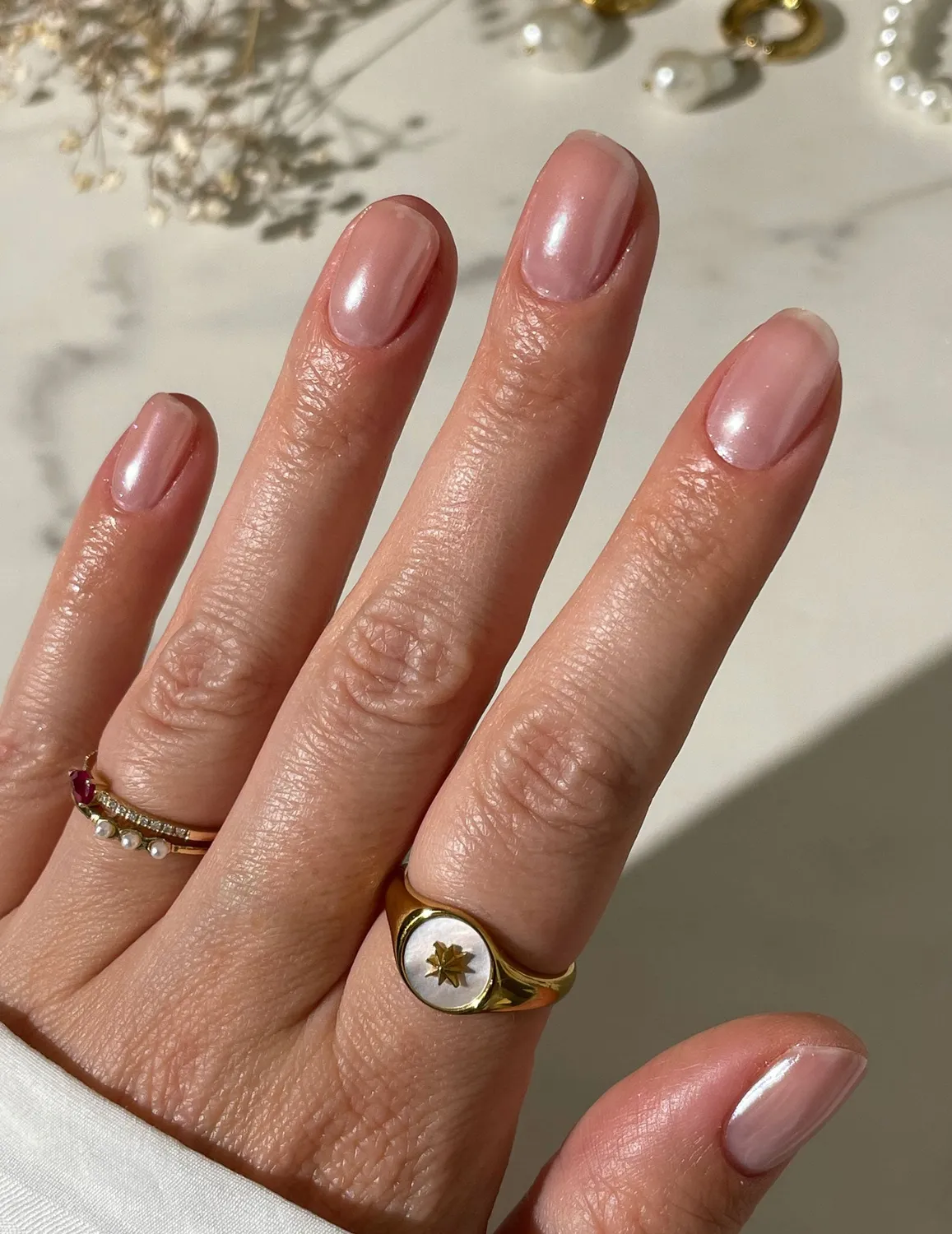 Le Mini Macaron Le Pearl neglepulver sett hvit perlemor