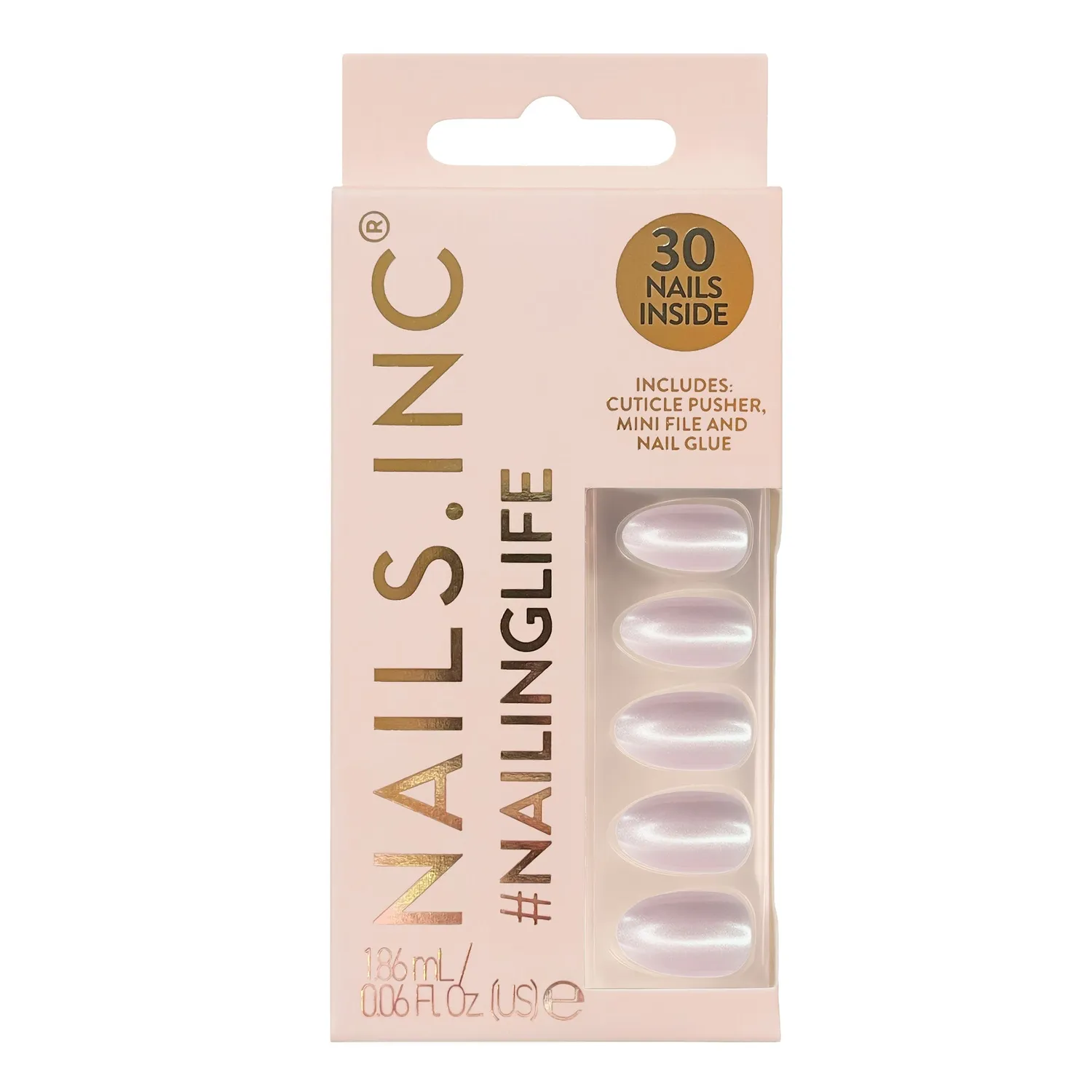 Nails Inc London Just Like Hailey press-on negler chrome rosa