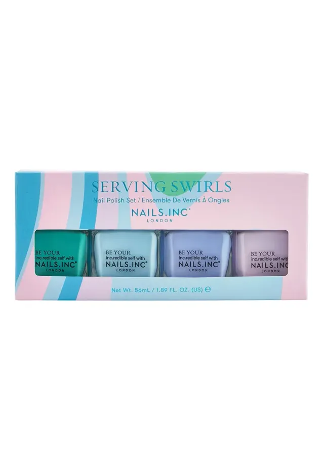 Nails Inc Serving Swirls neglelakksett 4 stk krem