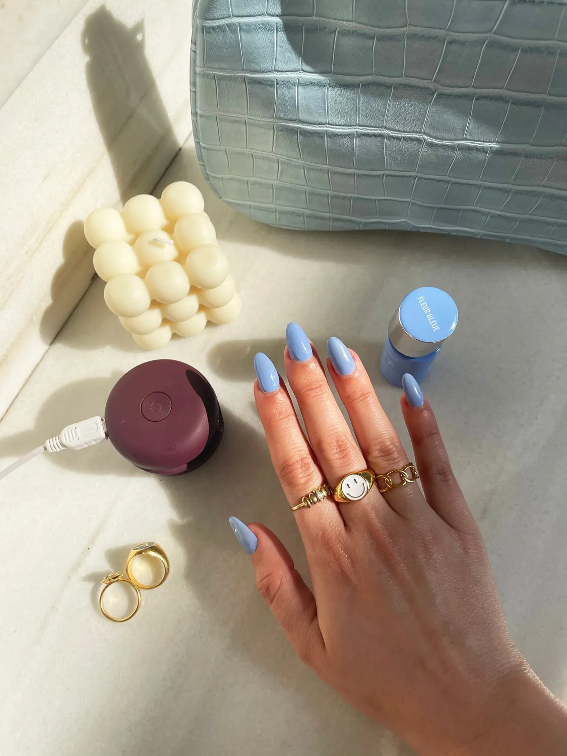 Le Mini Macaron Gel Manikyr Kit Fleur Bleue gellakksett