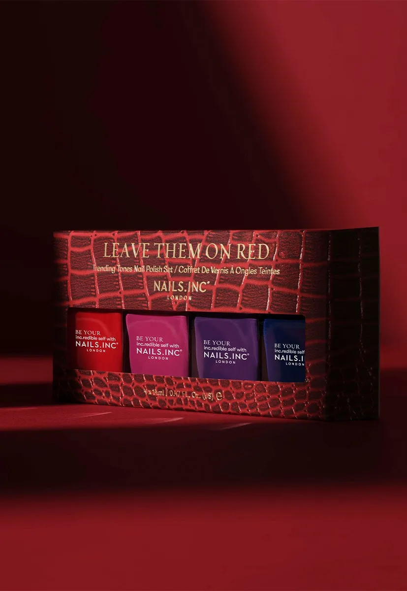 Nails Inc Leave Them On Red neglelakksett 4-pk rød