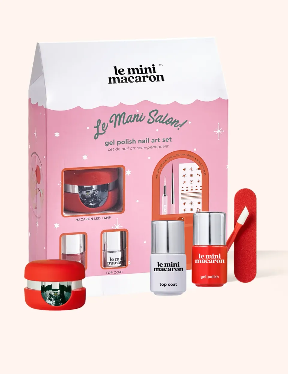Le Mini Macaron Le Mani Salon gellakksett kirsebærrød