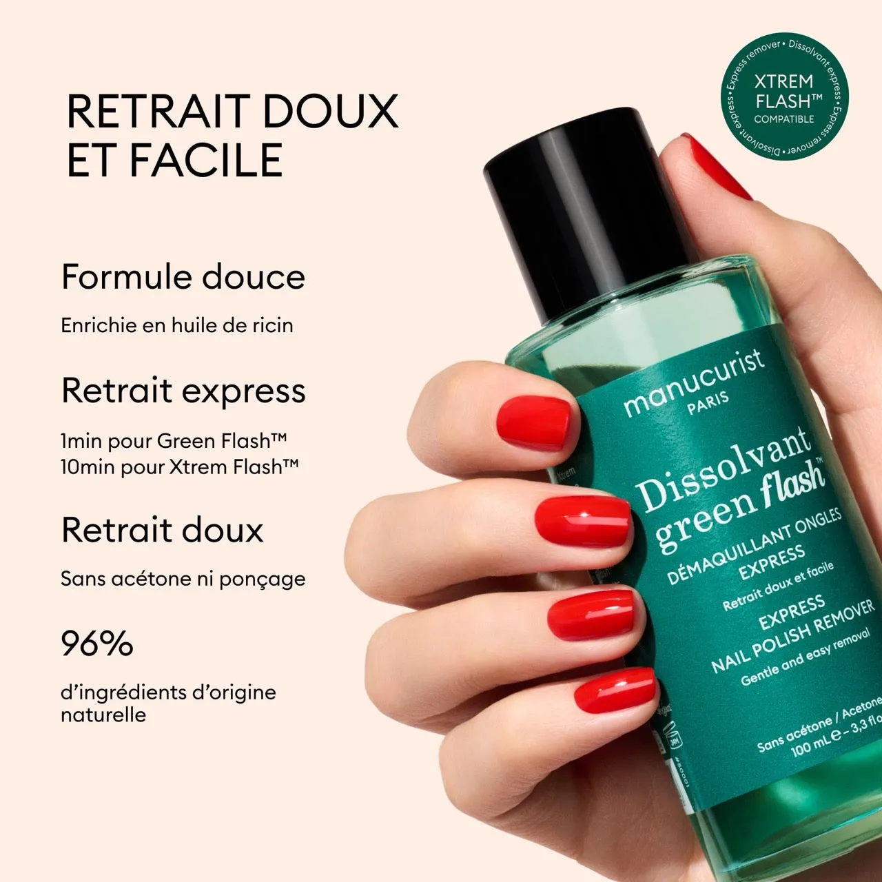 Manucurist Green Flash neglelakkfjerner 100 ml acetonfri