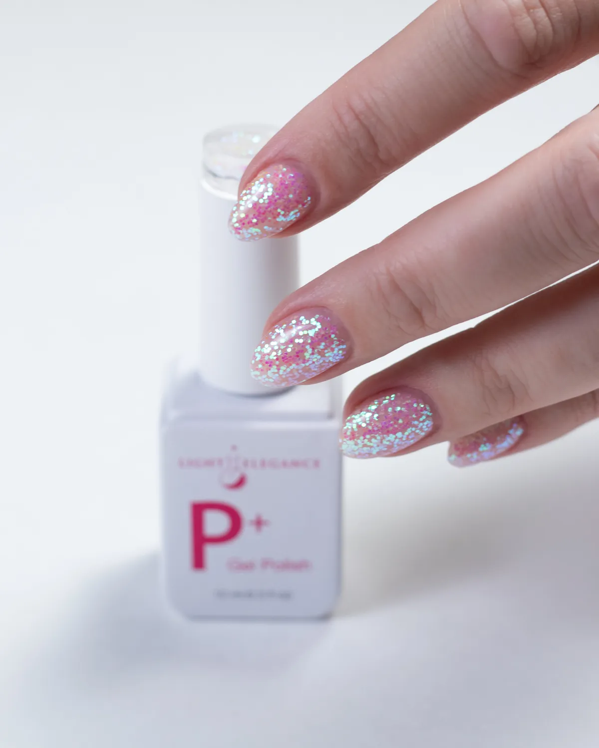 Light Elegance P+ Space Cadet gellakk 10 ml rosa glitter refleks