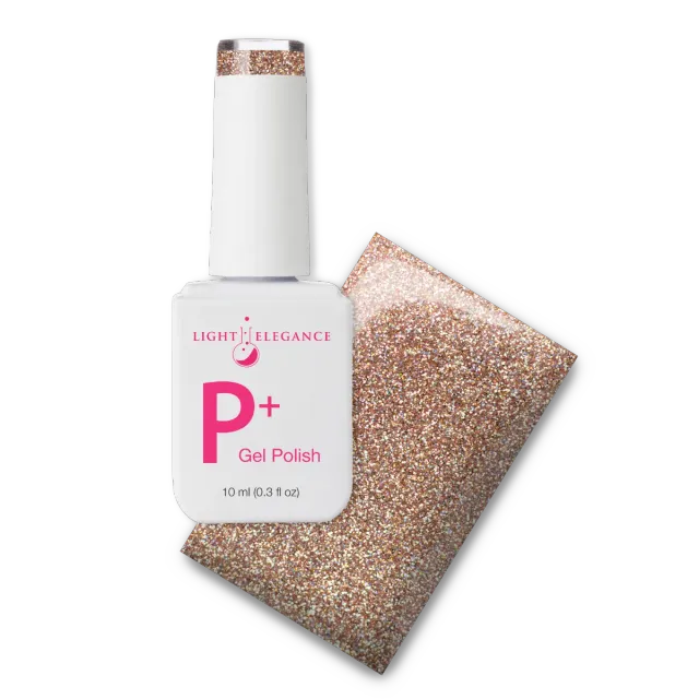 Light Elegance P+ Mercury Meltdown glittergelelakk 10 ml rosegull