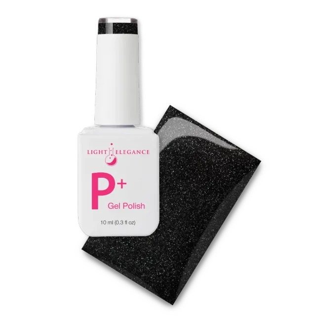 Light Elegance P+ Lovers Lane gellakk 10 ml svart glitter