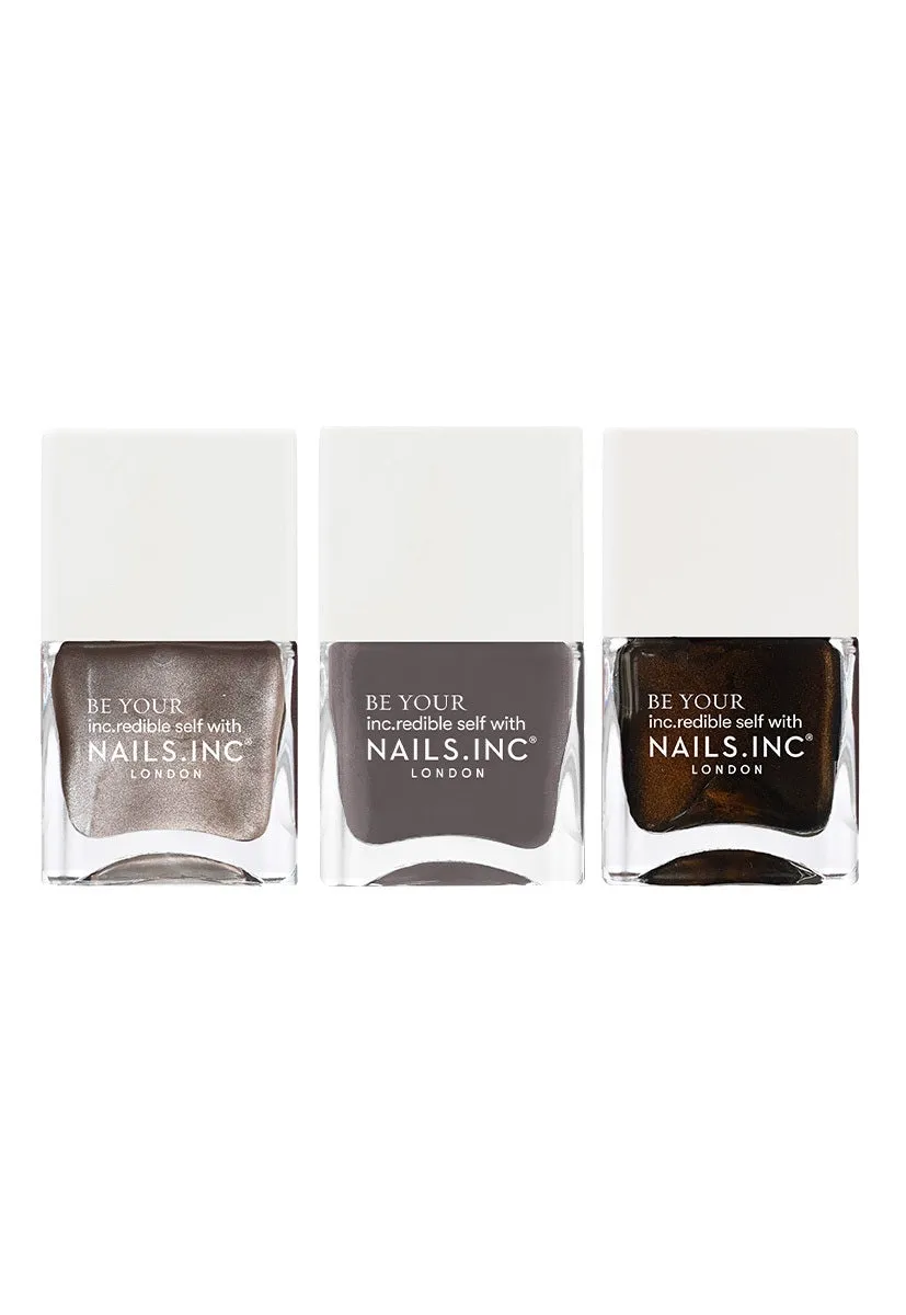 Nails Inc Runway Ready neglelakksett 3 stk brun krem