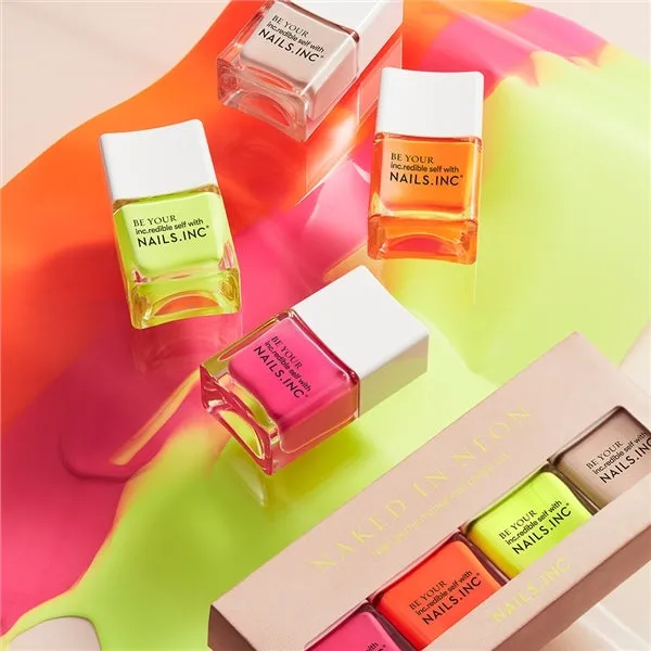 Nails Inc Naked In Neon neglelakksett 4-pk neon kremfinish
