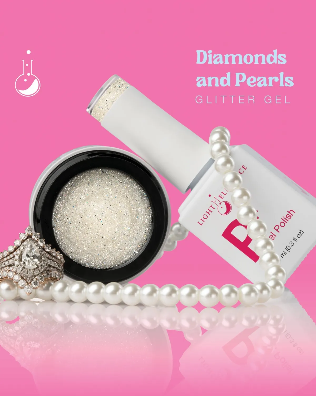 Light Elegance P+ Diamonds and Pearls gel polish 10 ml sølv
