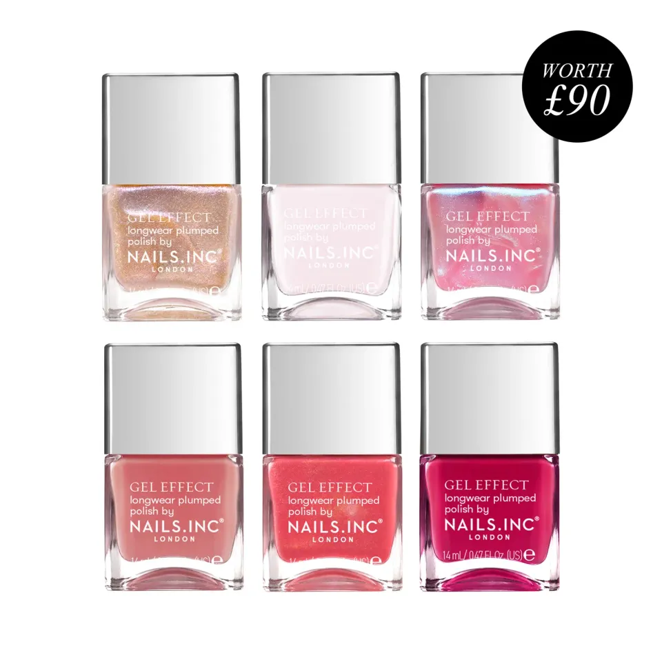 Nails Inc Guava Glow geleffekt neglelakksett 6 stk