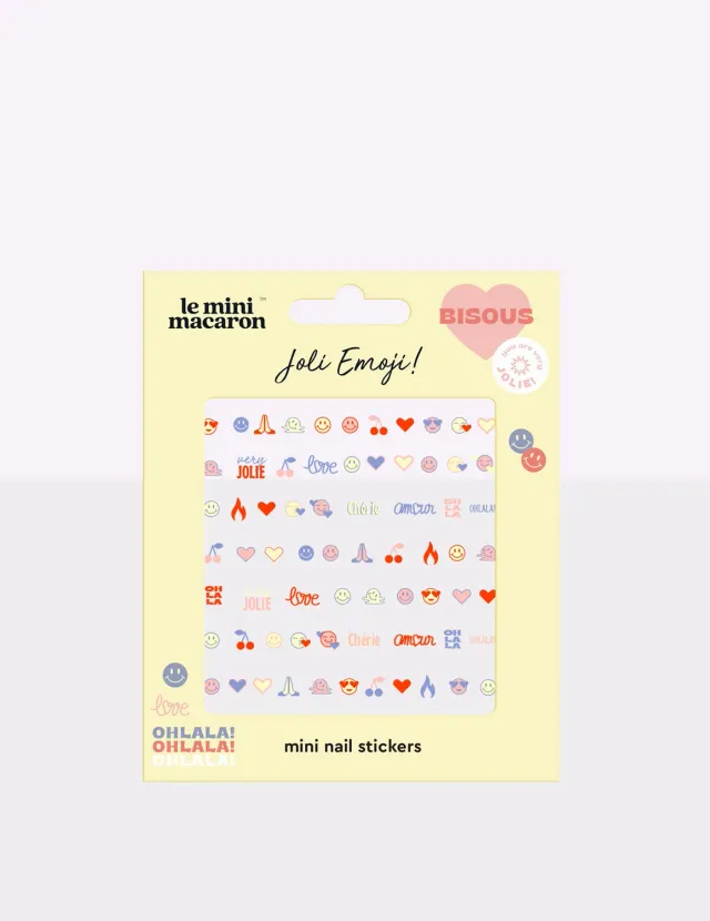 Le Mini Macaron Joli Emoji negleklistremerker 1 ark
