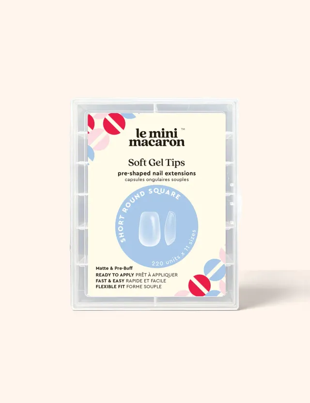 Le Mini Macaron Le Gel Nail Tips Short Round Square kunstnegler matt