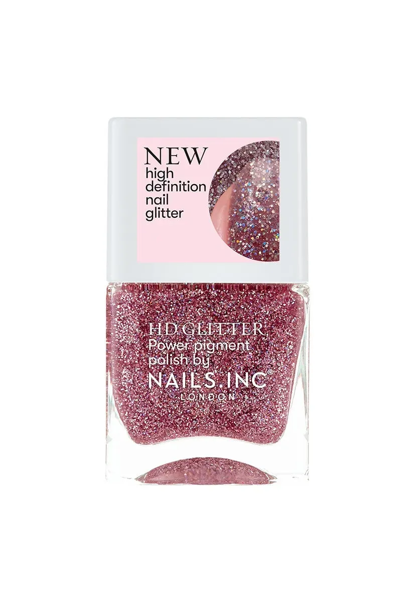 Nails Inc London HD Glitter neglelakk All Amped Up rosa glitter