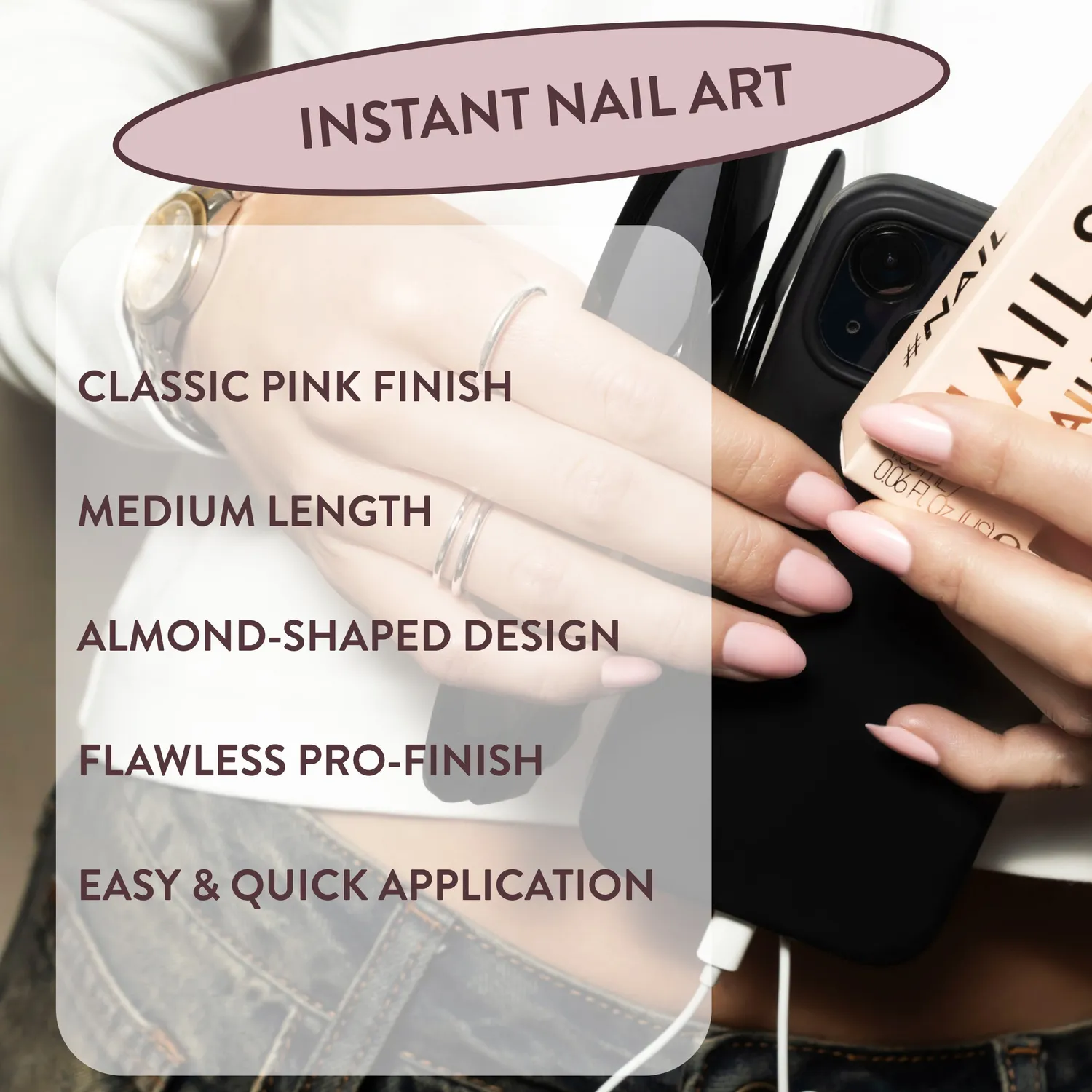 Nails Inc Totally Taylor løsnegler Classic Pink holdbar