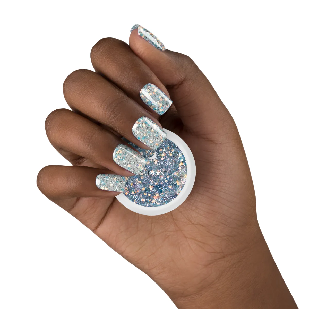 Light Elegance Radiant glittergel 10 ml sølv opal