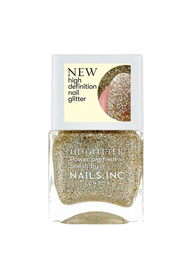 Nails Inc London HD Glitter Always Electric neglelakk gullglitter