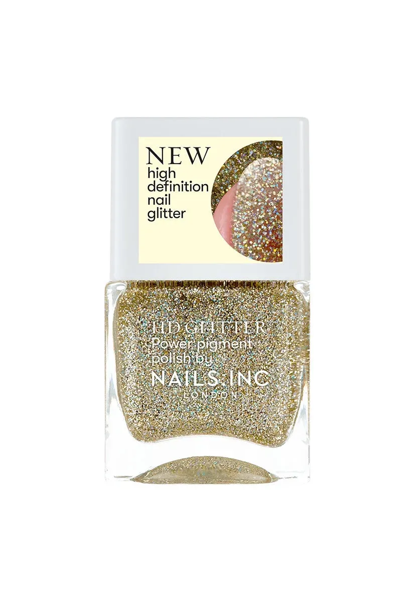 Nails Inc London HD Glitter Always Electric neglelakk gullglitter