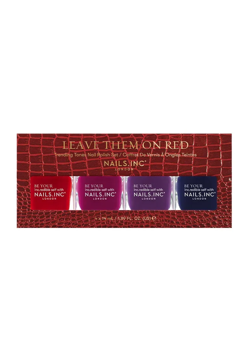 Nails Inc Leave Them On Red neglelakksett 4-pk rød