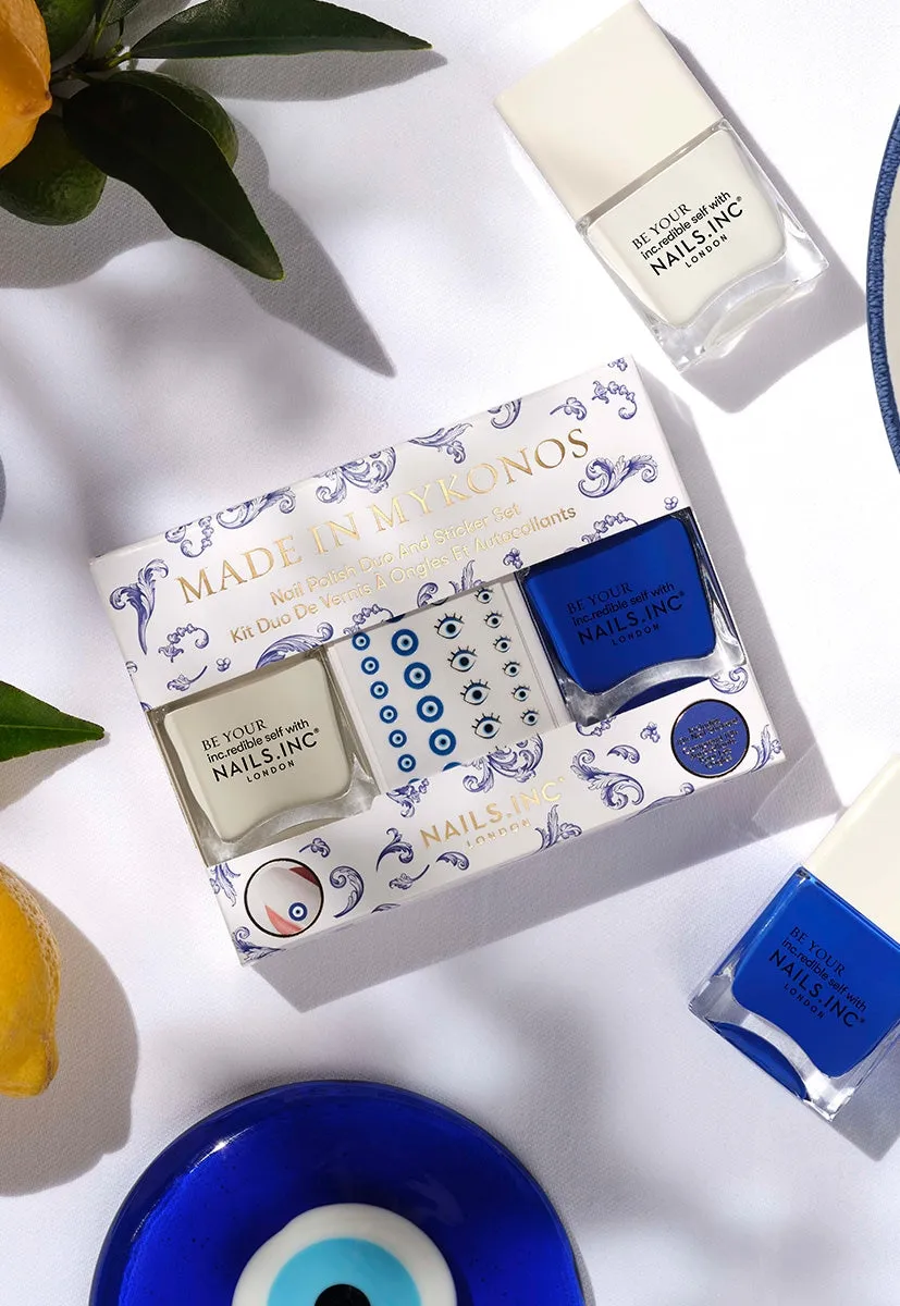 Nails Inc Made In Mykonos neglelakk sett med stickers