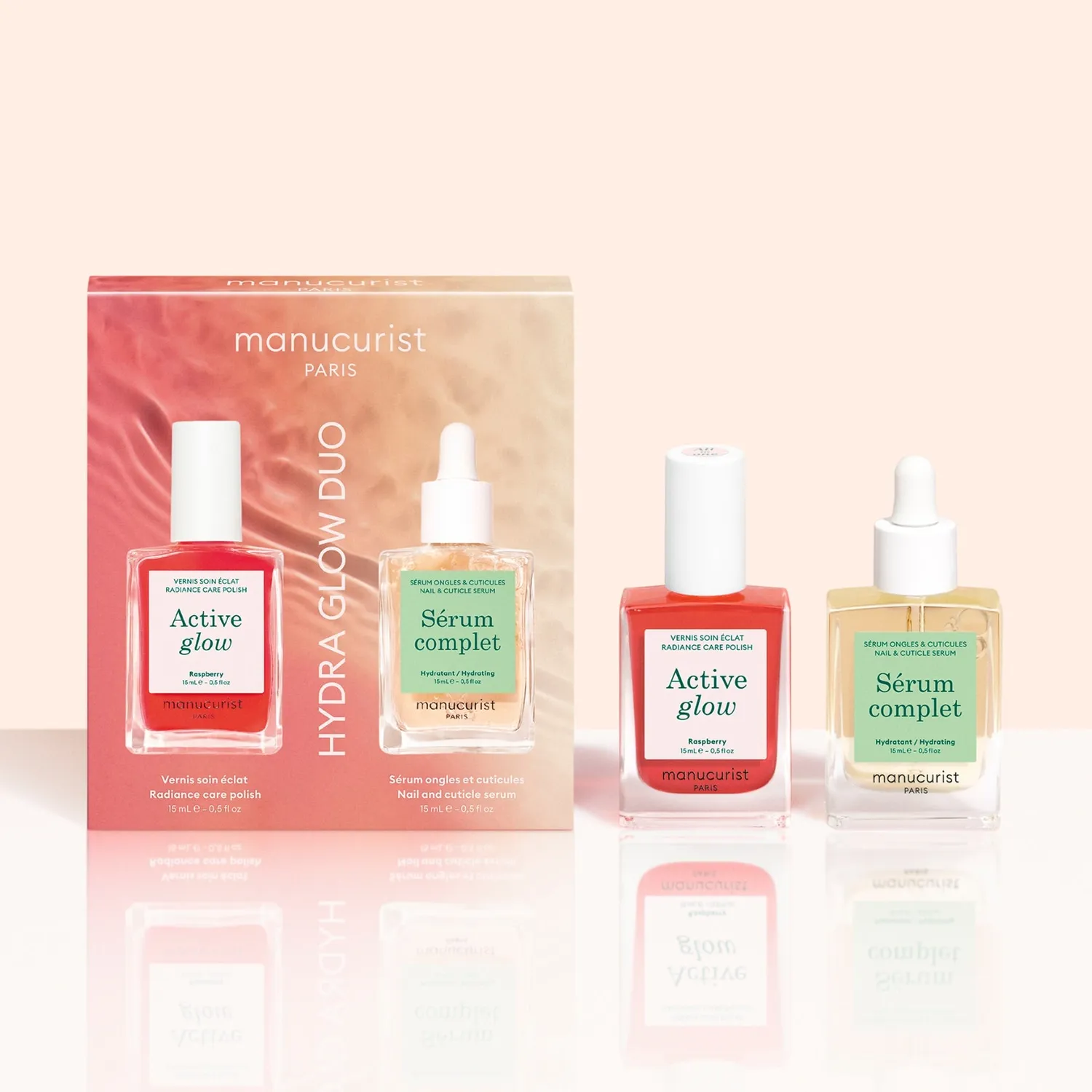 Manucurist Hydra Glow Duo neglesett 2 stk fuktglans