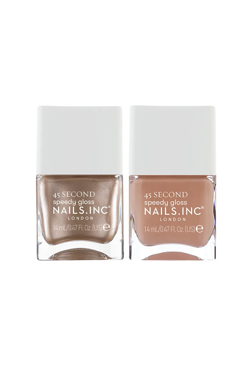 Nails Inc Mocha Mousse neglelakk 2-pakning brun krem