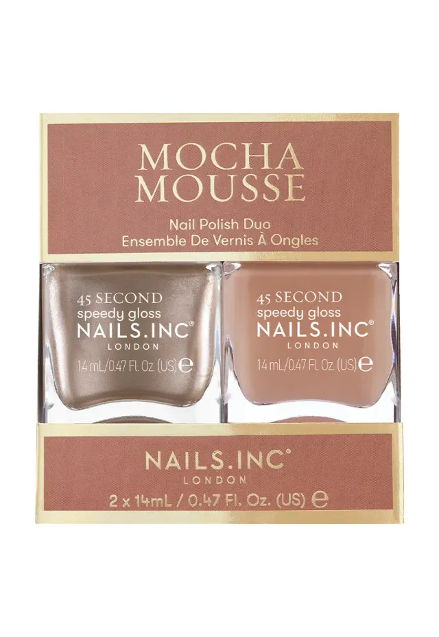 Nails Inc Mocha Mousse neglelakk 2-pakning brun krem