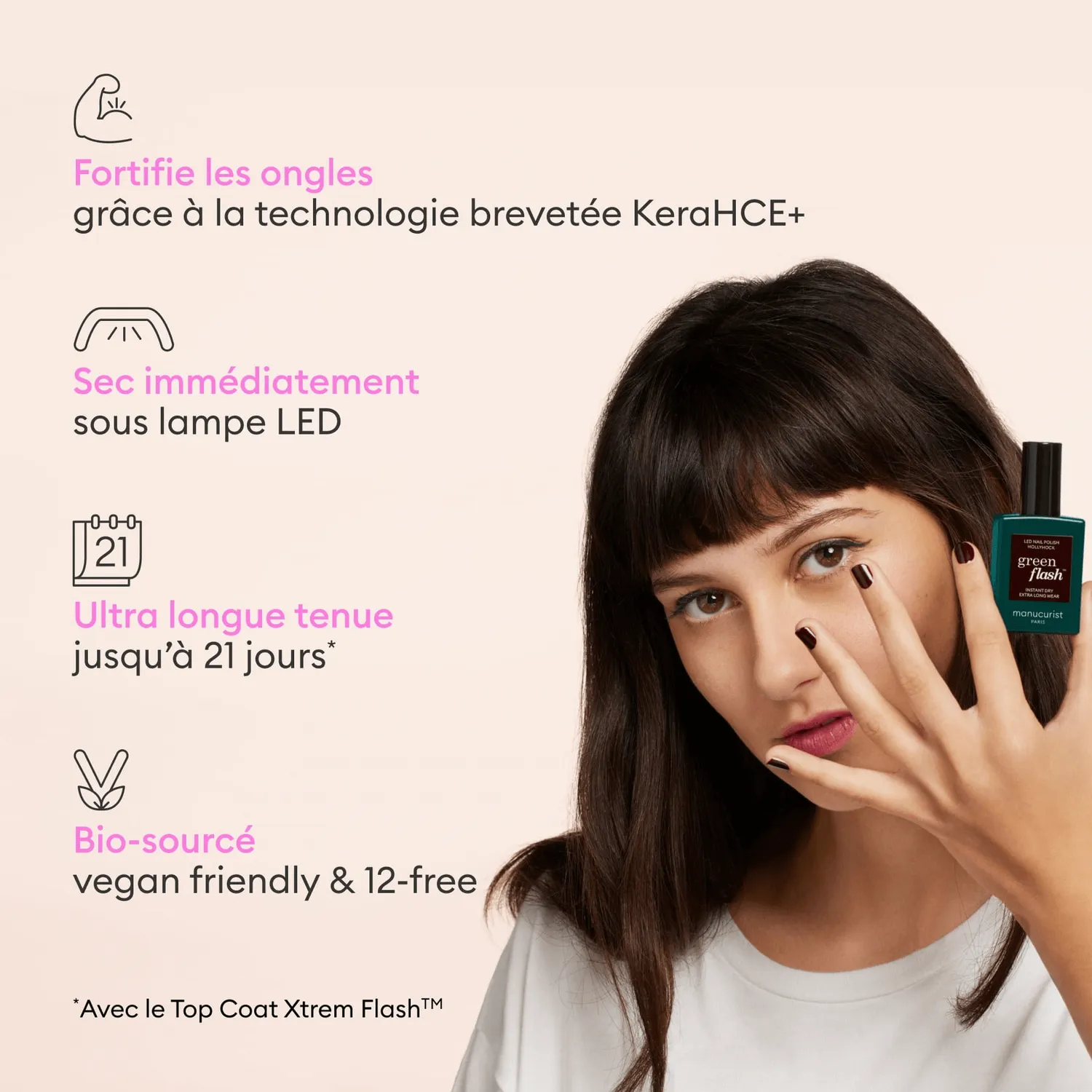Manucurist Green Flash neglelakksett Prune Pale Rose 12 dager