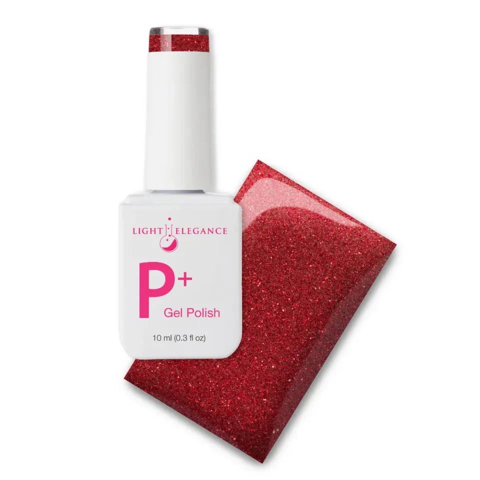 Light Elegance P+ Seductive Glitter Gel Polish 10 ml rød