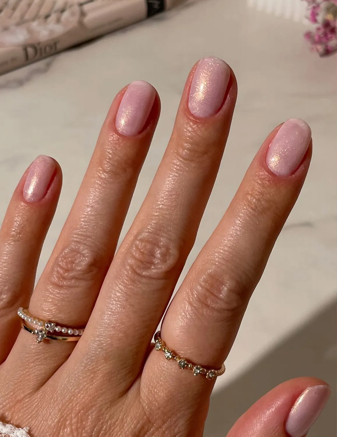Le Mini Macaron Pink Quartz gellakk 8,5 ml – rosa glitter