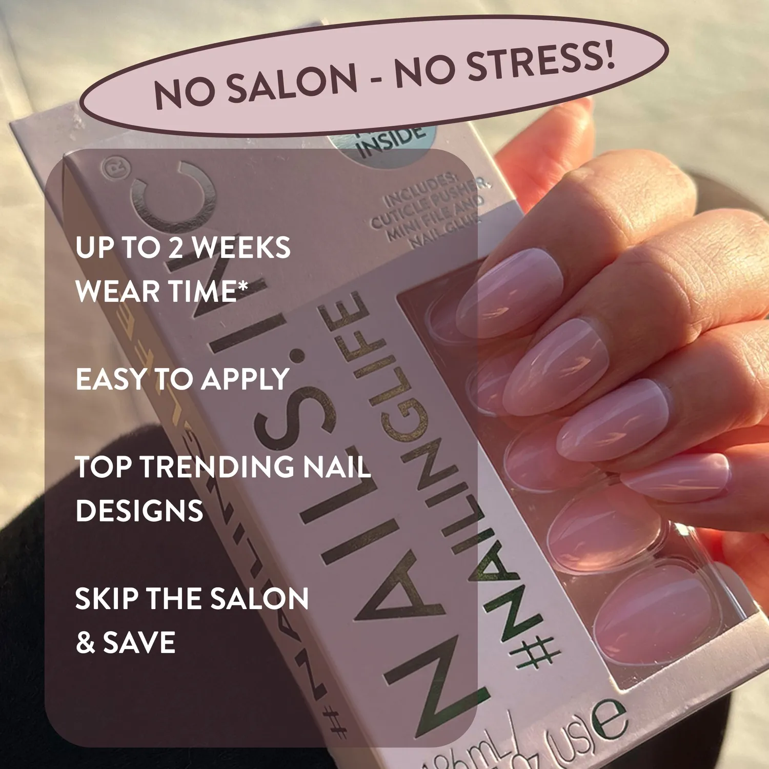 Nails Inc Totally Taylor løsnegler Classic Pink holdbar