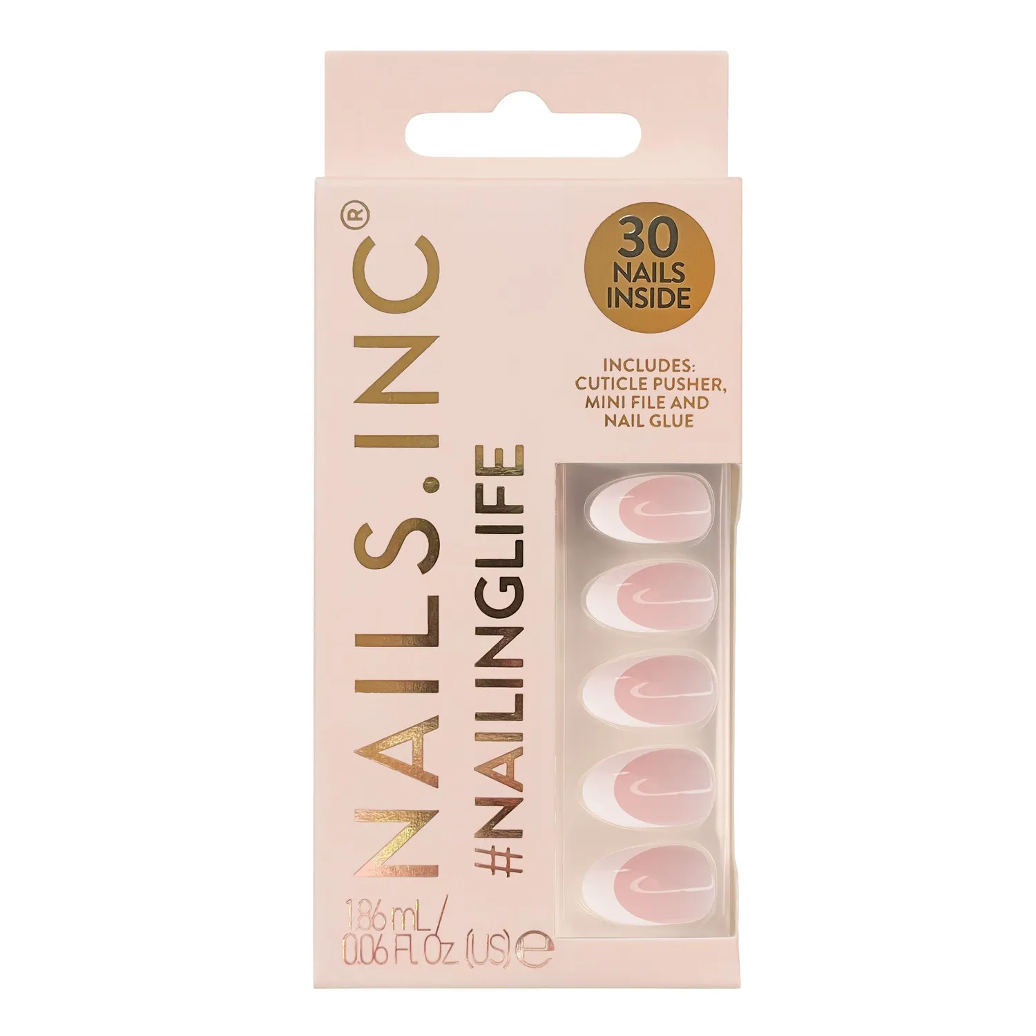 Nails Inc It's Giving Gracie løsnegler almond french tip